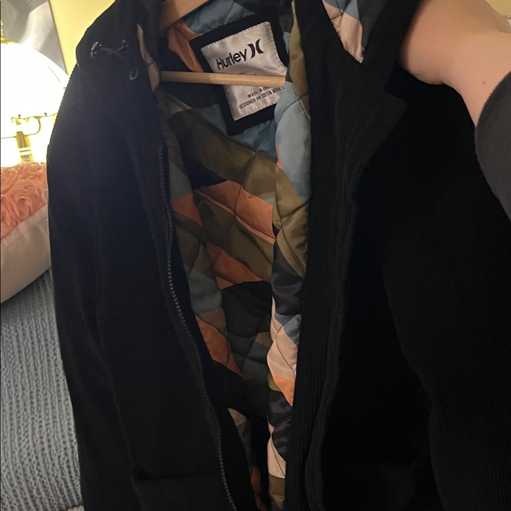 Hurley Black Jacket with Striped corduroy ~XL - Picture 8 of 10